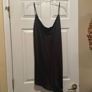 Asymmetrical black slip dress